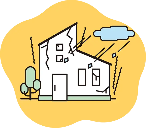 老朽化した住宅と災害への不安のイラスト
